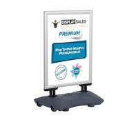 DISPLAY SALES Stop trottoir extérieur WindPro® PREMIUM | Chevalet trottoir au format DIN A1 | Panneau publicitaire extérieur A1 argent | Utilisable des deux côtés pour 2 affiche (Argenté)