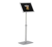 DISPLAY SALES - Support d'information réglable en hauteur | Support d'affichage flexible avec plaque de base lourde pour utilisation portrait ou paysage Format A4 argenté, stop trottoir exterieur