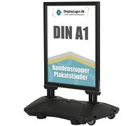 DisplayLager - A1 Porte-Affiche Noir Wind-Pro, 2x panneaux avant avec antireflet (APET), bilatéral, résistant aux intempéries, pied en robuste/chevalet trottoir aluminium panneau d’affichage