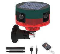 Dispositif Anti-prédateurs Solaire - Lampe stroboscopique LED Clignotante extérieure avec détecteur de Mouvement à 360°, 13 Sons intégrés et sirène puissante de 129 DB pour Maison (1)