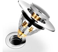 Dispositif de vidange universel à clapet pour baignoire et douche avec siège, robinet à boisseau sphérique en cuivre pur, robinet d'arrêt à double joint d'étanchéité pour Ø 34-38 mm
