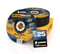 Disque a tronconner 125 metal (25 pièces) - Ø125x1x22.23mm - Disque a tronconneuse metaux Metal Racer by AMBOSS WERKZEUGE - Disque meuleuse 125 pour acier, acier inoxydable et meuleuse angulaire