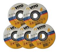 VITO : Lot de 5 Disques à Tronçonner Métal 125 x 3 mm - Abrasif Renforcé Acier/Inox pour Meuleuse d'Angle 22,2 mm - Découpe Professionnelle Haute Performance EN12413
