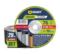 Disque à Tronçonner 76 Metal - Disque Découpe 76x1,0x10mm Extra Fin pour Métal Acier Inox - Disque de Coupe pour Meuleuse d’Angle GRAFF (25 Pièces)