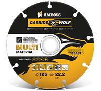 Disque à tronçonner Amboss Carbide Wolf Ø 125mm métal dur pour meuleuse d'angle (Flex, Bosch, etc.) Bois (avec clous), plastique, plâtre Disque à tronçonner en bois, lame de scie universelle