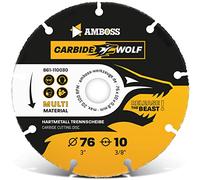 Disque à tronçonner Amboss Carbide Wolf Ø 76mm métal dur pour meuleuse d'angle (Flex, Bosch, etc.) Bois (avec clous), plastique, plâtre Disque à tronçonner en bois, lame de scie universelle