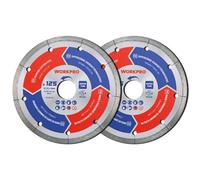 Disque a Tronconner Diamantes 125 mm WORKPRO, 2 Pieces Ultra-Fins 1,2 mm pour Coupe a Sec et a l'Eau, pour Carrelage, Porcelaine, Ceramique, Beton, Marbre, Meuleuse