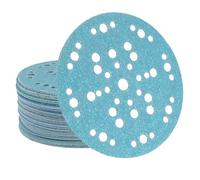 Disque Abrasif 150mm 47 Trous Papier Abrasif Grain 150 Bleu Céramique Fixation Auto-agrippante 50 Pièces Sans Poussière et Durables Pour Ponceuse Excentrique Bois Métal