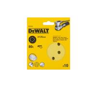Disque abrasif DEWALT Velcro excentriques - Ø125 mm grain 80 - Boite de 10 - DT3103