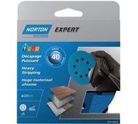 Disque décapant Norton multi-usages Ø 125 mm - Grain 40 - Lot de 5