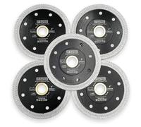 Disque de coupe diamant 5 pièces, 105 mm, type "Mesh Turbo", pour carrelage, marbre et granit