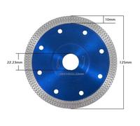 Disque de coupe diamant Turbo ultra fin 125 mm pour béton, carrelage, pierre, brique, granit (125 mm, bleu)