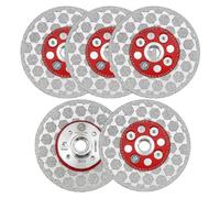 Disque de coupe diamanté 100 mm, lot de 5, pour découper et poncer du porcelaine, de la céramique, du marbre et du granit, compatible avec les meuleuses d'angle (M14)