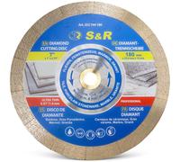 Disque de coupe diamanté S&R, 180 x 25,4 x 10 mm, extra-fin, pour une coupe nette de carrelage, de porcelaine, de céramique, de grès cérame, de granit, de marbre, adapté aux scies de table et aux mach