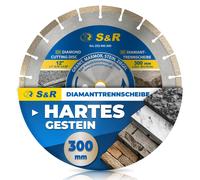 Disque de coupe diamanté S&R, 300 x 25,4 x 3,0 x 10 mm, qualité industrielle, pour pierre naturelle, pierre artificielle, marbre, granit, grès, briques réfractaires. Disque de coupe diamanté pour scie