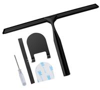 Disque de douche en acier inoxydable noir avec 1 raclette en caoutchouc de rechange