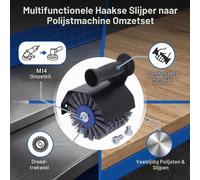 Disque de polissage M14 - Adaptateur pour meuleuse d'angle - Acier inoxydable, métaux non ferreux, plastique et bois - Kit de conversion avec poignée et adaptateur