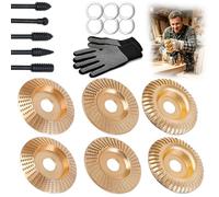 Disque de polissage pour meuleuse d'angle, kit de disques robustes pour sculpture sur bois, meule en carbure de tungstène pour la coupe, le façonnage, le ponçage et le polissage du bois (3PCS*2)