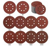 Disque de Ponçage 125mm - 80 Pièces, Papier Abrasif pour Ponceuse Excentrique avec Trous, Grits P40/P80/P100/P120/P240/P400