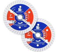 Disque de tronçonnage diamanté 75 mm, modèle Turbo, lot de 2, pour béton, granit, marbre, béton armé, meuleuse d'angle compacte, mandrin de 10 mm