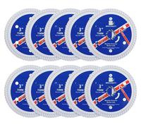 Disque de tronçonnage diamanté 75 mm, type "Turbo Mesh", boîte de 10, pour céramique dure, porcelaine, granit