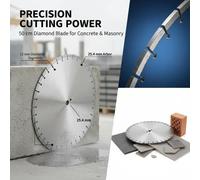 Disque de tronçonnage diamanté de 500 mm - Lame de scie pour béton, carrelage, briques - Coupe sèche et humide - Hauteur des segments : 12 mm - Alésage : 25,4 mm - Argent
