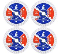 Disque de tronçonnage diamanté de 75 mm, modèle Turbo, lot de 4, pour béton, granit, marbre, béton armé