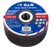Disque de tronçonnage S&R pour métaux, acier, acier inoxydable/INOX, 115 x 1,0 x 22,23 mm, 4-1/2" x 0,04" x 7/8", A60 S-BF, lot de 25 disques pour meuleuse d'angle
