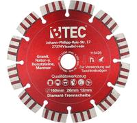 Disque diamant Lame de scie pour scies plongeantes Ø 160 mm Alésage 20,0 mm Epaisseur 3 mm Segments 12 mm