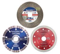 Disque diamant spécialisé, lot de 3, 125 mm, disque universel pour découper des carreaux, du marbre, du béton, de la céramique et de la pierre