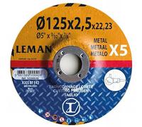 Leman Machine Disque tronçonnage métal F42-123049.05 125×2,5×22,23 mm Lot de 5