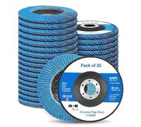 Disques abrasifs, 25 pièces, diamètre 115 mm, grains 40/60/80/120/240, pour meuleuse d'angle, adaptés au métal et au bois, de couleur bleue