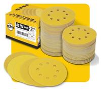 Disques abrasifs de 125 mm, 8 trous, avec velours, lot de 100, grains mixtes de 60 à 320, pour ponceuses excentriques