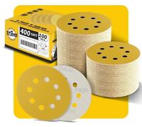 Disques abrasifs de 125 mm, 8 trous, grain 400, avec velours, lot de 100, pour ponceuses excentriques, adaptés au bois, au métal et à l'automobile