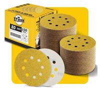 Disques abrasifs de 125 mm, 8 trous, grain 80, avec velours, lot de 100, pour ponceuses excentriques, adaptés au bois et aux métaux
