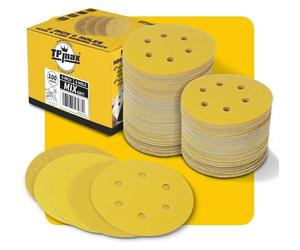 Disques abrasifs de 150 mm, 6 trous, avec velours, lot de 100 pièces, assortiment de grains de 60 à 320, pour ponceuses excentriques