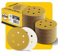 Disques abrasifs de 150 mm, 6 trous, grain 100, avec velours auto-agrippant, lot de 100, pour ponceuses excentriques, adaptés au bois et aux métaux