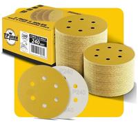 Disques abrasifs de 150 mm, 6 trous, grain 240, avec velours, lot de 100, pour ponceuses excentriques, adaptés au bois, au métal et à l'automobile