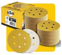 Disques abrasifs de 150 mm, 6 trous, grain 40, avec velours adhésif, lot de 80, pour