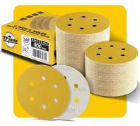 Disques abrasifs de 150 mm, 6 trous, grain 400, avec velours, lot de 100, pour ponceuses excentriques, adaptés au bois, au métal et à l'automobile