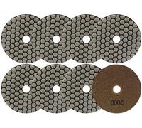 Disques abrasifs diamantés - Tampons abrasifs diamantés - Ponçage de la pierre - Matériau abrasif fin - 100 mm, lot de 8 - Gris