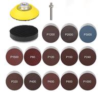 Disques abrasifs, jeu de ponçage, pour utilisation à sec et à l'eau, 50 mm, avec système de fixation velcro