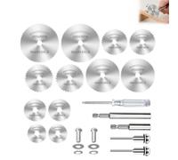 Disques Coupe Perceuse HSS Lot de 17 Lames Scie Circulaire Mini Mandrin Rallonge Tournevis Accessoires Travail Bois Plastique PVC Metal Tendre Alaisage 6.35mm Diametres 22-50mm Tiges 65mm 106mm