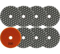 Disques de polissage diamantés secs, 8 pièces, 100 mm, grain #200, pour granit, marbre, pierre artificielle, meuleuse d'angle