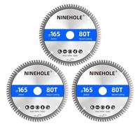 Disques de scie circulaire, 3 pièces, 165 mm, 80 dents, pour bois, plastique et stratifié