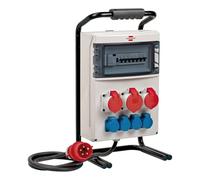 Distribuidor de corriente portátil IP44 Para USO en obra y pemanente en exteriores Con disyuntor FI, enchufes CEE 1x32A + 2x16A (2 m)