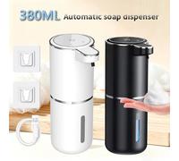 Distributeur automatique de savon à capteur infrarouge réglable sur 4 niveaux, capacité de 380 ml, pour table ou montage mural, bouteille de shampoing Black-Gels