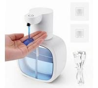 Distributeur automatique de savon de 500 ml avec capteur, sans contact et automatique, pour la cuisine et la salle de bains – distributeur mural de savon blanc