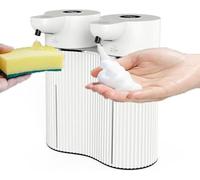 Distributeur automatique de savon, double liquide mousseux Touchless 4 niveaux, réglable, distributeur intelligent Salle de bain, cuisine, bureau, hôtel, tribunal