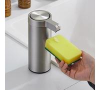 Distributeur automatique de savon en acier inoxydable avec protection anti-traces de doigts, recharge rapide via un chargeur USB-C, pour la cuisine et la salle de bains.